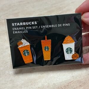 STARBUCKS Pumpkin Spice Halloween Enamel Pin Set (set/3) - European Exclusive